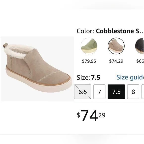 TOMS Paxton Slip-On Sneakers, Tan Suede with Pink Fur Lining, Women's 7.5, GUC - Picture 10 of 10